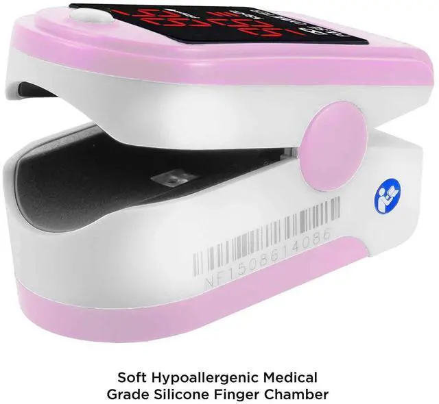 Alt view image 5 of 6 - FL400P Pulse Oximeter with Carrying Case, Batteries, Neck/Wrist Cord - Pink