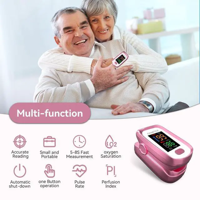 Alt view image 5 of 7 - Blood oxygen meter finger, Oxygen meter finger pulse oximeter, Pulse oximeter for kids and Adult, Oxymeter Pulse OX for Sports Aviation Use Pink1