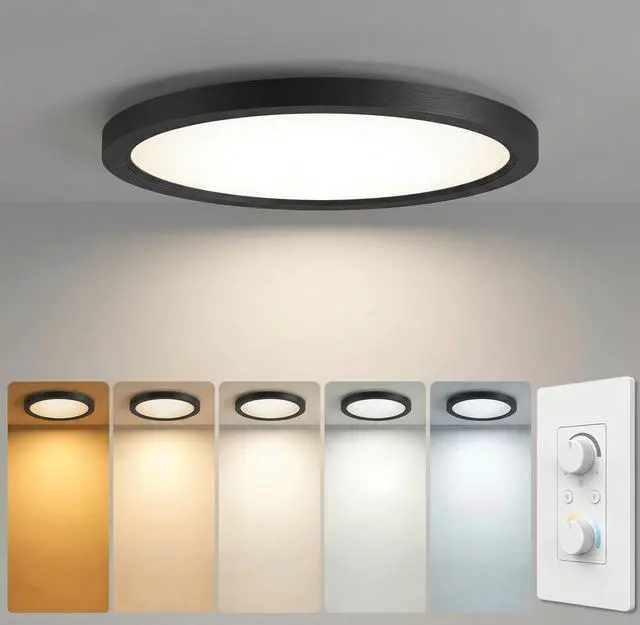 Main image of 12Inch LED Flush Mount Ceiling Light,5CCT,ETL Listed,Dimmable,Black