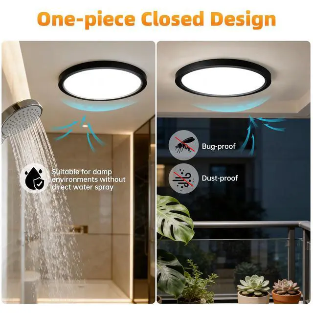 Alt view image 5 of 7 - 12Inch LED Flush Mount Ceiling Light,5CCT,ETL Listed,Dimmable,Black
