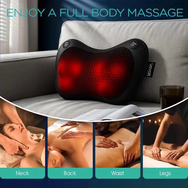 Alt view image 3 of 7 - Shiatsu Neck and Back Massager with Heat - 3D Kneading Deep Tissue Massage Pillow for Lower Back, Shoulder, Calf, Foot, Use at Home, Office YZ101 (Dark Black)