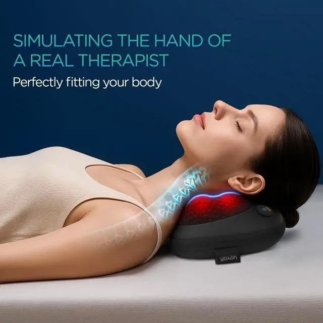 Alt view image 5 of 7 - Shiatsu Neck and Back Massager with Heat - 3D Kneading Deep Tissue Massage Pillow for Lower Back, Shoulder, Calf, Foot, Use at Home, Office YZ101 (Dark Black)