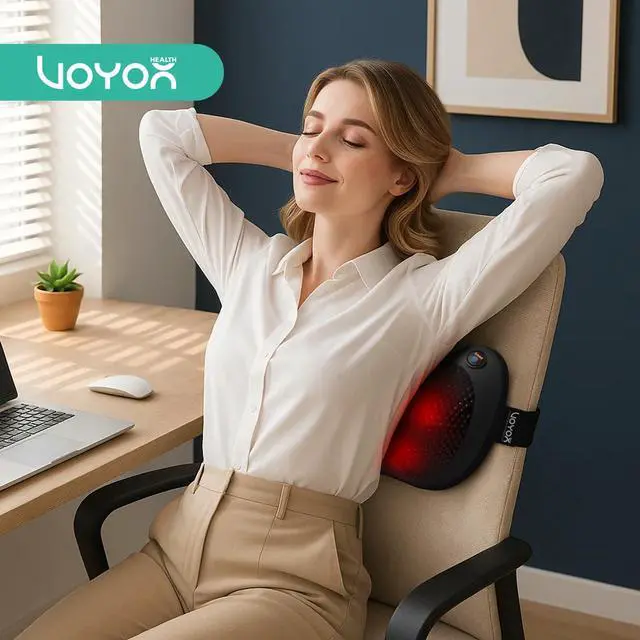 Alt view image 7 of 7 - Shiatsu Neck and Back Massager with Heat - 3D Kneading Deep Tissue Massage Pillow for Lower Back, Shoulder, Calf, Foot, Use at Home, Office YZ101 (Dark Black)