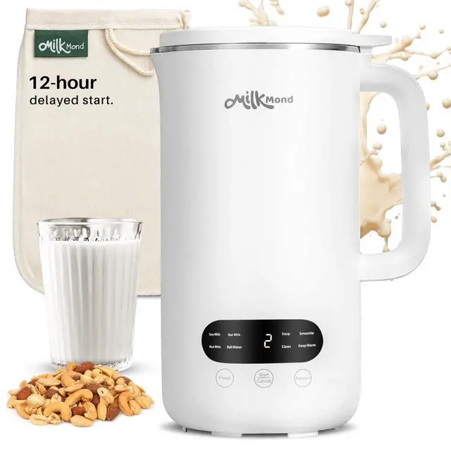 Main image of 8-in-1, Nut Milk Maker Machine, Creamy Almond Milk, Oat Milk, Soy Milk, Soup Maker & Smoothies | 10 Stainless Steel Blades, Auto-Clean, Boil Water/Keep Warm | 12-Hour Delay Start, 32 oz