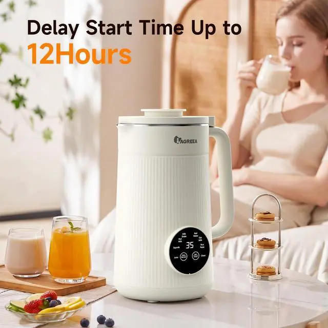 Alt view image 6 of 7 - 8-IN-1 Nut Milk Maker Machine, 35 oz Soy Milk Maker, Almond, Oat, Plant Based and Dairy Free Beverages, Juice, 2H Keep Warm Countertop Blender, 12H Delay Start, BPA-Free, Self-Cleaning