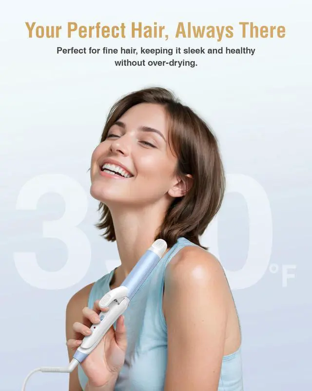 Alt view image 7 of 7 - Europe Travel Curling Iron Mini: Dual Voltage Curling Iron for Traveling - Mini Travel Curling Irons 1 Inch with US Plug, Blue 390 for Fine/Damaged Short Hair