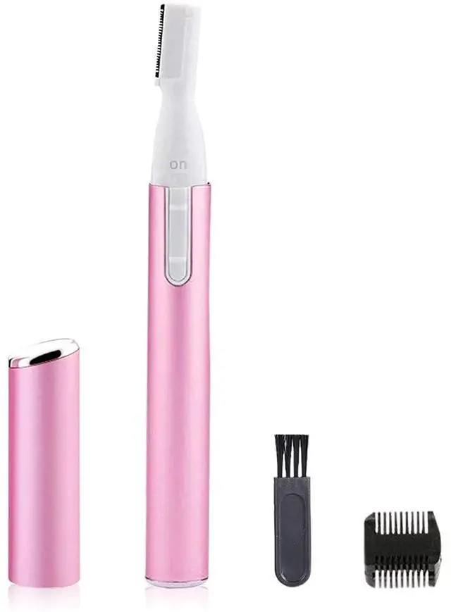 Main image of Electric Eyebrow Trimmer for Women, Facial Hair Razor Removal for Men, Mini Epilator for Bikini, Remover for Face, Chin, Peach Puzz, Lips, Body, Arms, Legs, Battery Operated (Pink)
