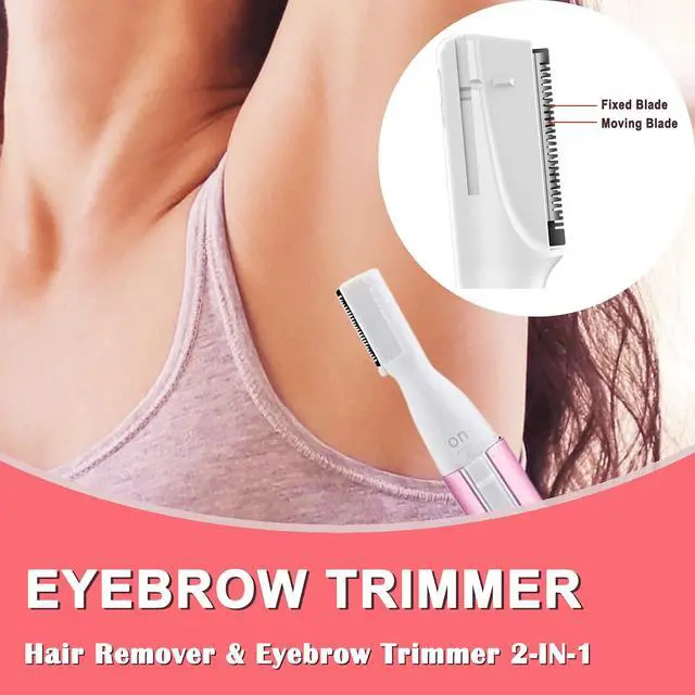 Alt view image 3 of 6 - Electric Eyebrow Trimmer for Women, Facial Hair Razor Removal for Men, Mini Epilator for Bikini, Remover for Face, Chin, Peach Puzz, Lips, Body, Arms, Legs, Battery Operated (Pink)