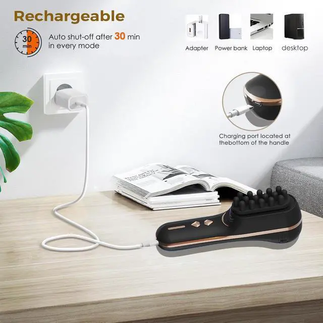 Alt view image 7 of 7 - Electric Scalp Massager for Full-Body Relaxation - Cordless Handheld Head Massager with 5-Speed Deep Tissue Therapy & Fatigue Relief for Face, Arm, Shoulder & Body,Ideal for Home/Office Use