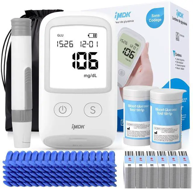 Main image of Blood Glucose Monitor Kit, Clinically Accurate Blood Sugar Test Kit with 100*Glucometer Strips, 100*Lancets, 1*Lancing Devices, No Coding Required