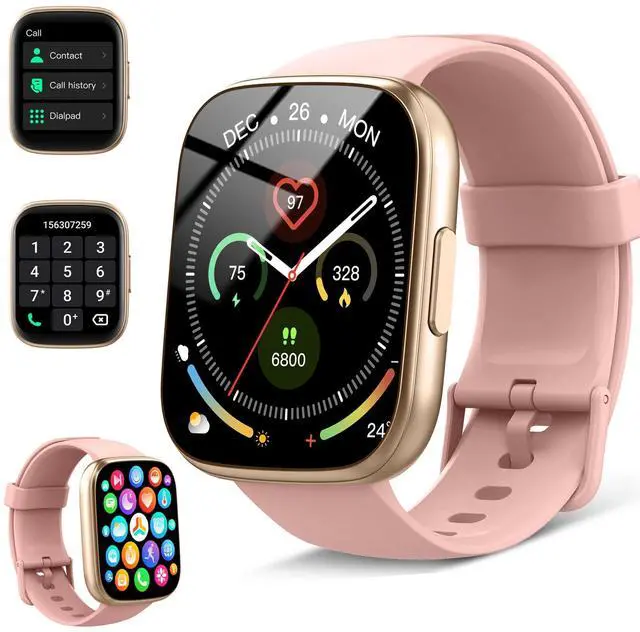 Main image of Smart Watch for Women, 1.95" HD Touchscreen Fitness Tracker with Bluetooth Calling, Fitness Watch with 110+ Sports Modes/Heart Rate/Sleep Monitor, IP68 Waterproof Smartwatch for Android iOS, Pink