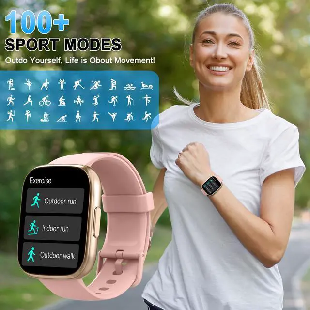 Alt view image 4 of 7 - Smart Watch for Women, 1.95" HD Touchscreen Fitness Tracker with Bluetooth Calling, Fitness Watch with 110+ Sports Modes/Heart Rate/Sleep Monitor, IP68 Waterproof Smartwatch for Android iOS, Pink
