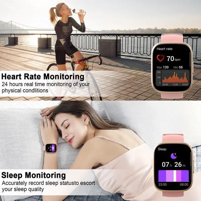 Alt view image 6 of 7 - Smart Watch for Women, 1.95" HD Touchscreen Fitness Tracker with Bluetooth Calling, Fitness Watch with 110+ Sports Modes/Heart Rate/Sleep Monitor, IP68 Waterproof Smartwatch for Android iOS, Pink