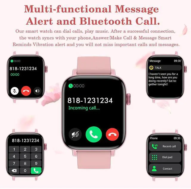Alt view image 2 of 7 - 1.9" Smart Watch for Women - Bluetooth Call Fitness Tracker with Heart Rate/Sleep Monitor/Menstrual Reminder, DIY Watch Face Waterproof Smartwatch Compatible with Android iPhone (Pink)