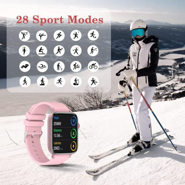 Alt view image 3 of 7 - 1.9" Smart Watch for Women - Bluetooth Call Fitness Tracker with Heart Rate/Sleep Monitor/Menstrual Reminder, DIY Watch Face Waterproof Smartwatch Compatible with Android iPhone (Pink)