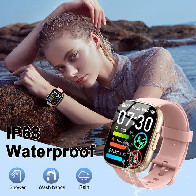 Alt view image 7 of 7 - Smart Watch for Women, 1.95" HD Touchscreen Fitness Tracker with Bluetooth Calling, Fitness Watch with 110+ Sports Modes/Heart Rate/Sleep Monitor, IP68 Waterproof Smartwatch for Android iOS, Pink