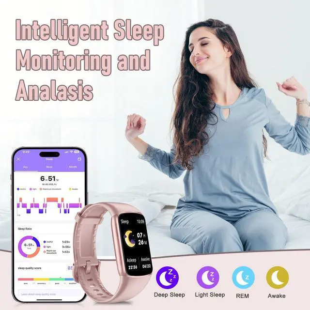 Alt view image 3 of 7 - Fitness Tracker with 24/7 Heart Rate, Blood Oxygen Sleep Monitor, 123 Sports Modes Calories Smart Watch,IP68 Waterproof Step Counter Activity Trackers Health Pedometer for Women Men (Pink)