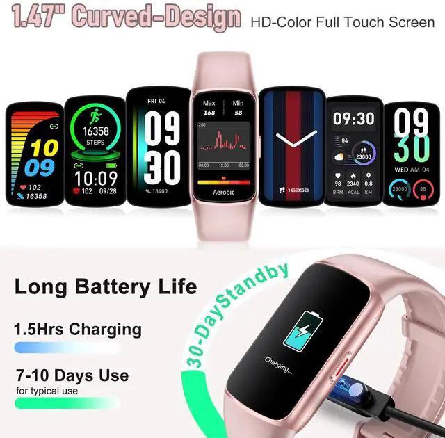 Alt view image 6 of 7 - Fitness Tracker with 24/7 Heart Rate, Blood Oxygen Sleep Monitor, 123 Sports Modes Calories Smart Watch,IP68 Waterproof Step Counter Activity Trackers Health Pedometer for Women Men (Pink)