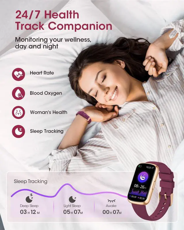 Alt view image 3 of 7 - Health Fitness Tracker for Women Men: Fitness Smart Watch for Woman with 24H Heart Rate Monitor Blood Oxygen Sleep Tracker Calorie Step 5ATM Waterproof Activity Trackers for iPhone Android