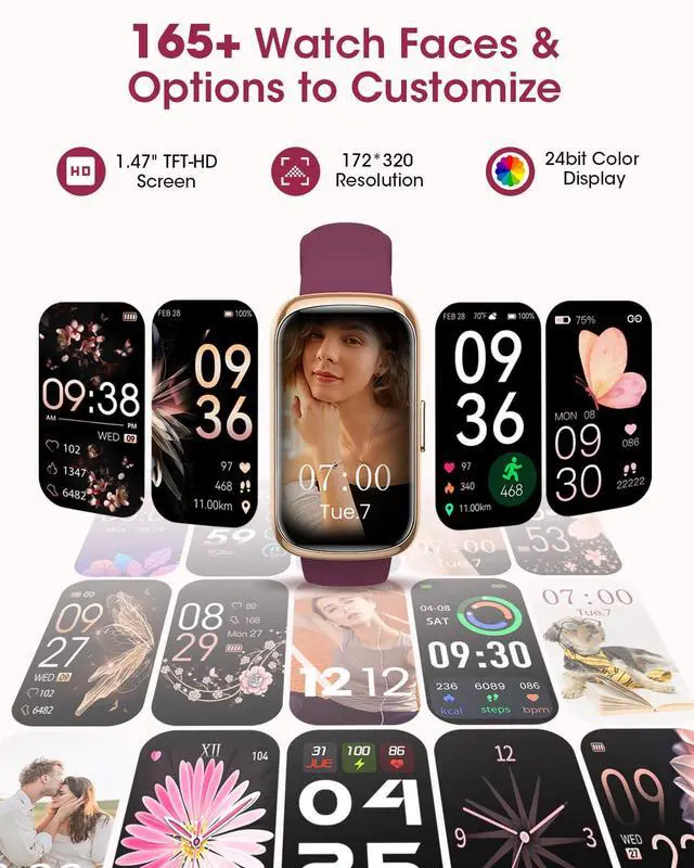 Alt view image 5 of 7 - Health Fitness Tracker for Women Men: Fitness Smart Watch for Woman with 24H Heart Rate Monitor Blood Oxygen Sleep Tracker Calorie Step 5ATM Waterproof Activity Trackers for iPhone Android
