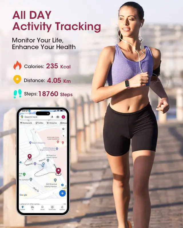Alt view image 2 of 7 - Health Fitness Tracker for Women Men: Fitness Smart Watch for Woman with 24H Heart Rate Monitor Blood Oxygen Sleep Tracker Calorie Step 5ATM Waterproof Activity Trackers for iPhone Android