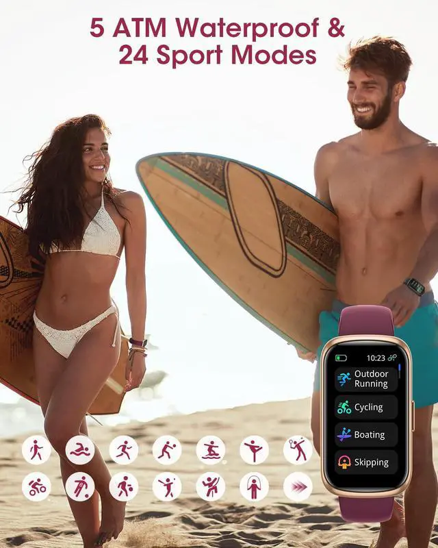 Alt view image 4 of 7 - Health Fitness Tracker for Women Men: Fitness Smart Watch for Woman with 24H Heart Rate Monitor Blood Oxygen Sleep Tracker Calorie Step 5ATM Waterproof Activity Trackers for iPhone Android