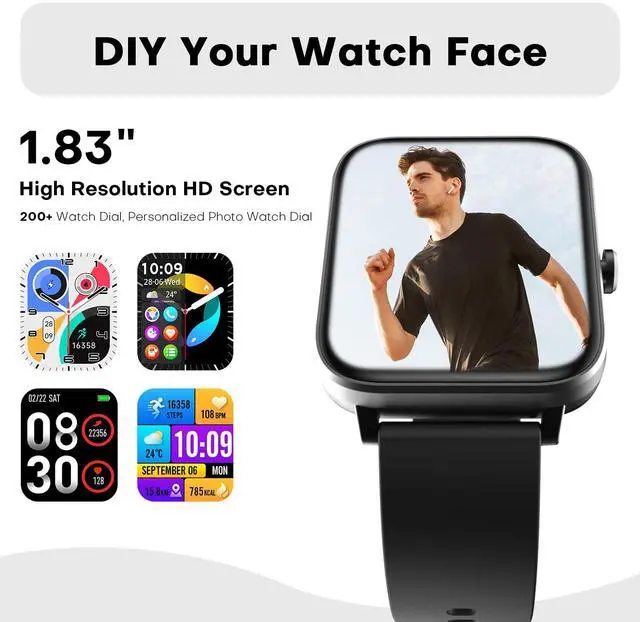 Alt view image 5 of 7 - Fitness Trackers Watch with 24/7 Heart Rate Monitor, Activity Tracker with Pedometer, Calorie & Step Counter, Sleep Monitor - IP68 Waterproof Smart Watches for Women Men, Android & iPhone (Deep Black)