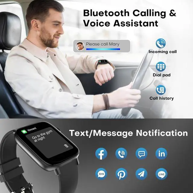 Alt view image 4 of 7 - Fitness Trackers Watch with 24/7 Heart Rate Monitor, Activity Tracker with Pedometer, Calorie & Step Counter, Sleep Monitor - IP68 Waterproof Smart Watches for Women Men, Android & iPhone (Deep Black)