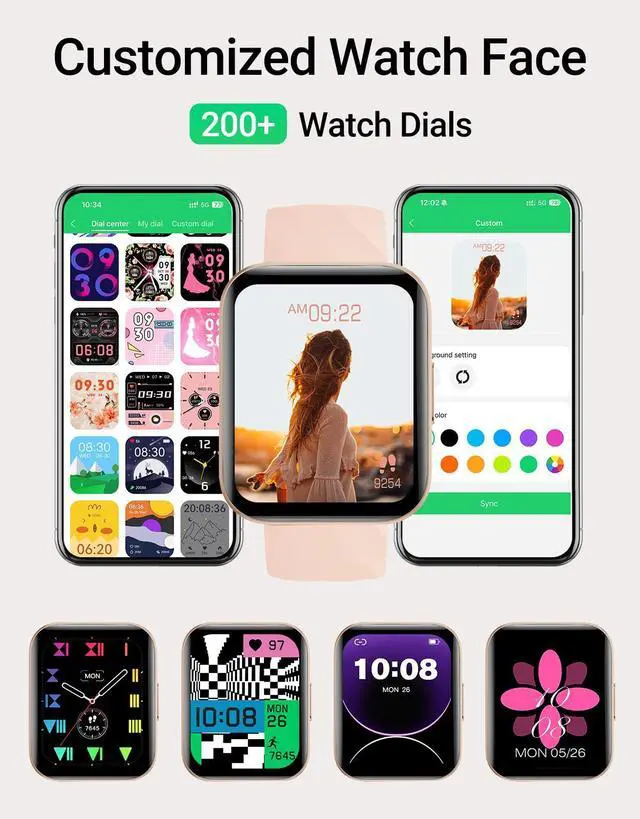 Alt view image 2 of 7 - Smart Watch (Answer/Make Calls), 1.85" Smart Watches for Women Men Digital Watch Fitness Tracker with 100+ Sport Modes Heart Rate Monitor for iOS Android Phones Waterproof (Light Pink)