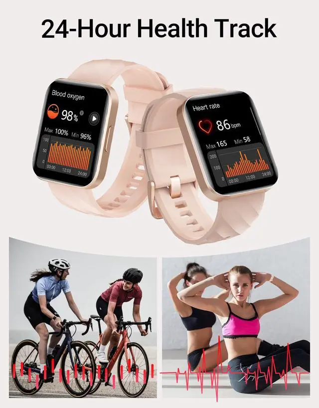 Alt view image 5 of 7 - Smart Watch (Answer/Make Calls), 1.85" Smart Watches for Women Men Digital Watch Fitness Tracker with 100+ Sport Modes Heart Rate Monitor for iOS Android Phones Waterproof (Light Pink)