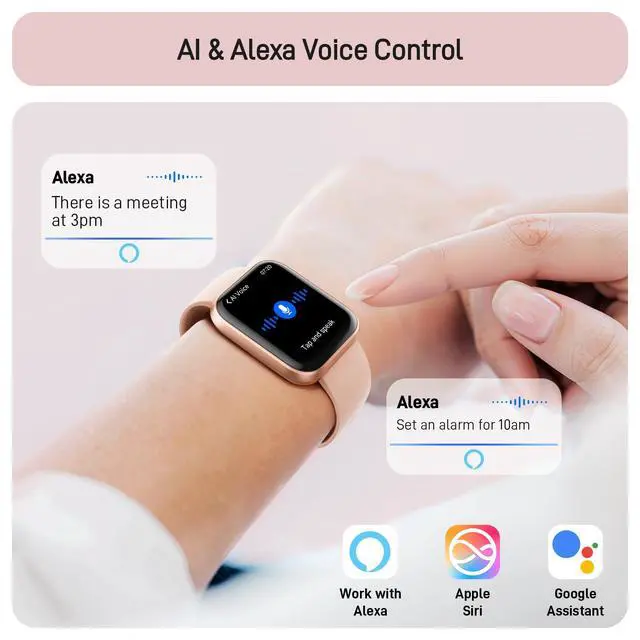 Alt view image 5 of 7 - Smart Watch for Women Android & iPhone, Alexa Built-in, 1.8" Touch Screen Fitness Tracker with Answer/Make Calls, 3ATM Waterproof Heart Rate/Sleep/SpO2 Monitor, Pedometer, 100+ Sport Modes