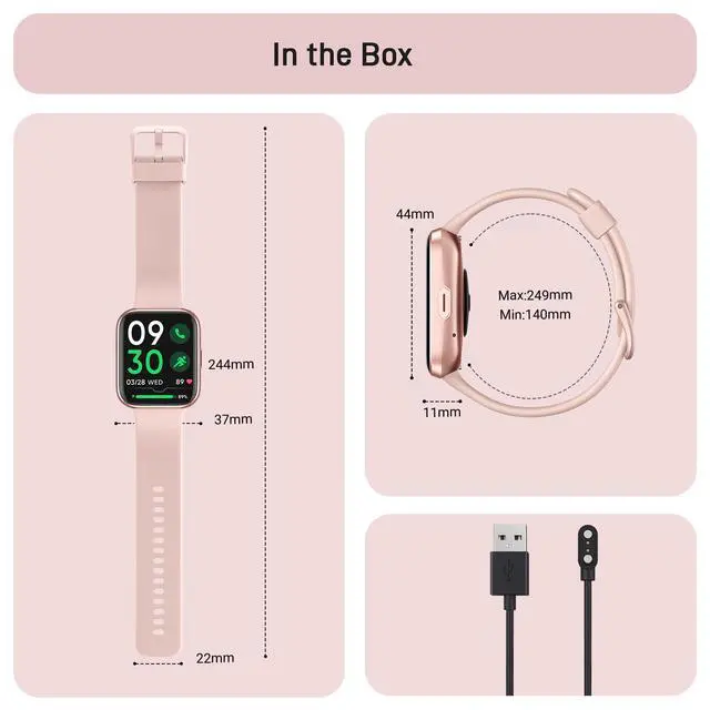 Alt view image 7 of 7 - Smart Watch for Women Android & iPhone, Alexa Built-in, 1.8" Touch Screen Fitness Tracker with Answer/Make Calls, 3ATM Waterproof Heart Rate/Sleep/SpO2 Monitor, Pedometer, 100+ Sport Modes