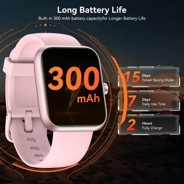 Alt view image 7 of 7 - Smart Watch for Men Women with Alexa Built-in, 1.83" HD Full Touch, Bluetooth Calling, 24/7 Heart Rate Sleep Monitor, 100+ Sport Modes, IP68 Waterproof, Compatible with iOS Android (Pink)