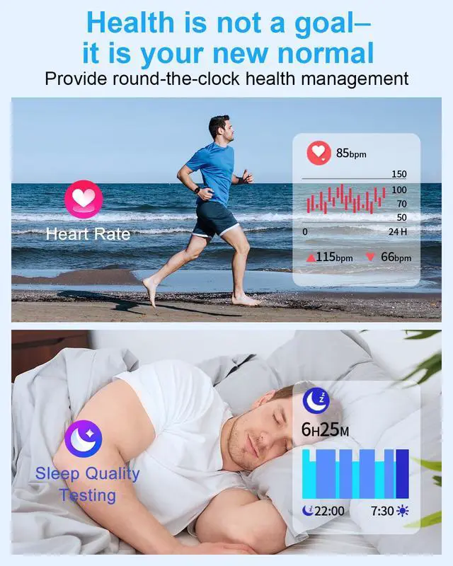 Alt view image 6 of 7 - Smart Watch for Men Women, 1.85"HD Fitness Tracker (Answer/Make Call/Messages),130+ Sport Modes with 24/7 Heart Rate/Sleep Monitor/Pedometer, IP68 Waterproof, Smartwatche for Android&iOS (Black)