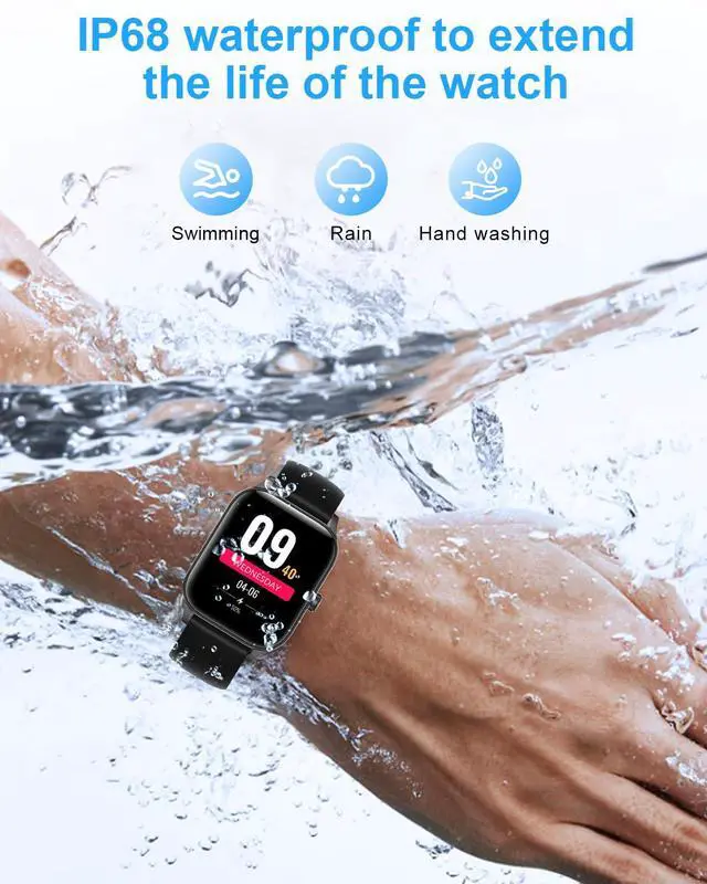 Alt view image 7 of 7 - Smart Watch for Men Women, 1.85"HD Fitness Tracker (Answer/Make Call/Messages),130+ Sport Modes with 24/7 Heart Rate/Sleep Monitor/Pedometer, IP68 Waterproof, Smartwatche for Android&iOS (Black)