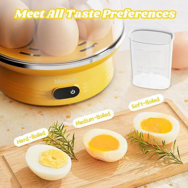 Alt view image 2 of 7 - Easter Rapid Egg Cooker with Touchscreen 7-Egg Capacity, Soft/Medium/Hard-Boiled, Auto Shut-Off, BPA-Free & Dishwasher-Safe Parts, Measuring Cup Included (Yellow)
