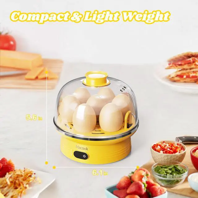 Alt view image 4 of 7 - Easter Rapid Egg Cooker with Touchscreen 7-Egg Capacity, Soft/Medium/Hard-Boiled, Auto Shut-Off, BPA-Free & Dishwasher-Safe Parts, Measuring Cup Included (Yellow)