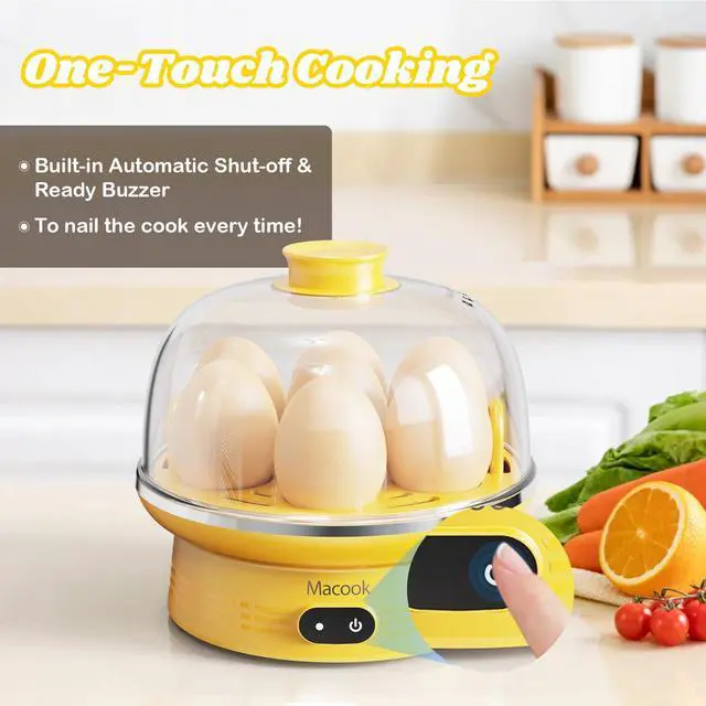 Alt view image 5 of 7 - Easter Rapid Egg Cooker with Touchscreen 7-Egg Capacity, Soft/Medium/Hard-Boiled, Auto Shut-Off, BPA-Free & Dishwasher-Safe Parts, Measuring Cup Included (Yellow)