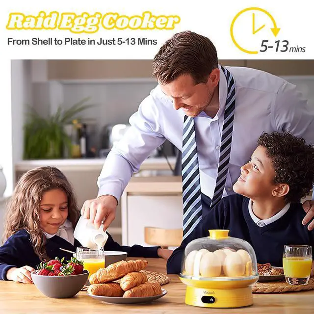 Alt view image 3 of 7 - Easter Rapid Egg Cooker with Touchscreen 7-Egg Capacity, Soft/Medium/Hard-Boiled, Auto Shut-Off, BPA-Free & Dishwasher-Safe Parts, Measuring Cup Included (Yellow)