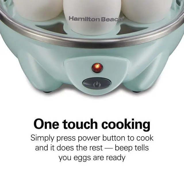 Alt view image 4 of 7 - 3-in-1 Electric Egg Cooker for Hard Boiled Eggs, Poacher Eggs, Omelet Maker & Vegetable Steamer, Holds 7, Mint (25504)