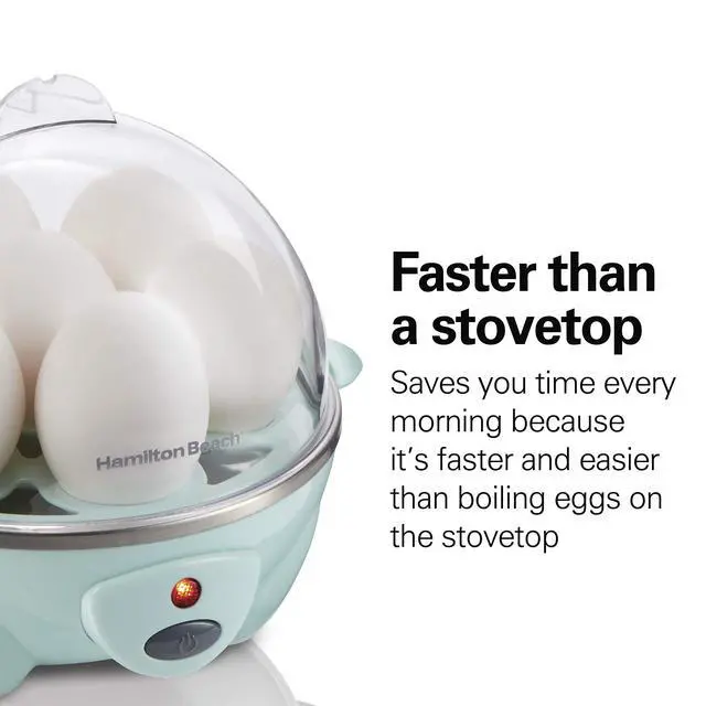 Alt view image 6 of 7 - 3-in-1 Electric Egg Cooker for Hard Boiled Eggs, Poacher Eggs, Omelet Maker & Vegetable Steamer, Holds 7, Mint (25504)