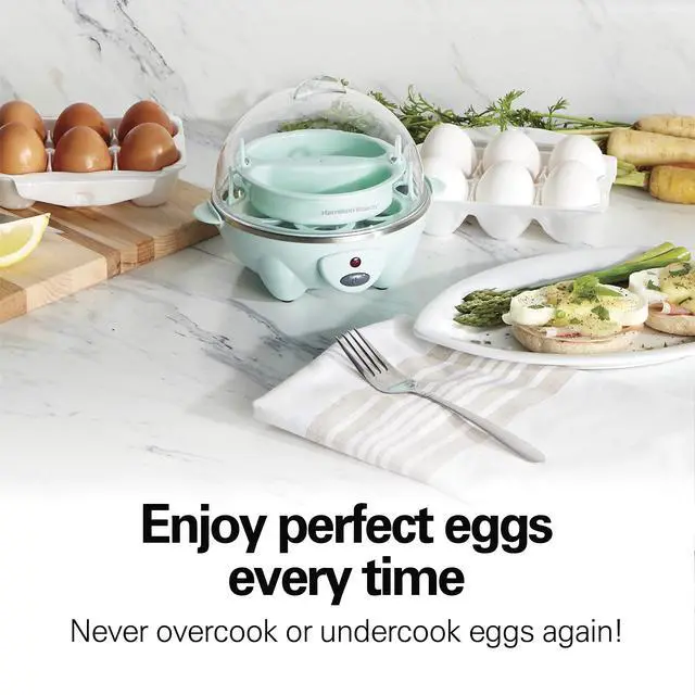 Alt view image 3 of 7 - 3-in-1 Electric Egg Cooker for Hard Boiled Eggs, Poacher Eggs, Omelet Maker & Vegetable Steamer, Holds 7, Mint (25504)