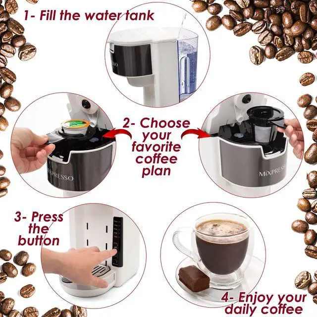 Alt view image 3 of 6 - White Single Serve Coffee Brewer K-Cup Pods Compatible & Ground, 30 oz Compact Coffee Maker Single Serve With 5 Brew Sizes Up To 14 Oz, Fits Travel Mug, Adjustable Drip Tray