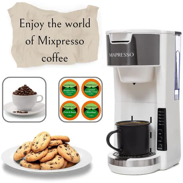 Alt view image 4 of 6 - White Single Serve Coffee Brewer K-Cup Pods Compatible & Ground, 30 oz Compact Coffee Maker Single Serve With 5 Brew Sizes Up To 14 Oz, Fits Travel Mug, Adjustable Drip Tray