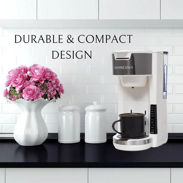 Alt view image 5 of 6 - White Single Serve Coffee Brewer K-Cup Pods Compatible & Ground, 30 oz Compact Coffee Maker Single Serve With 5 Brew Sizes Up To 14 Oz, Fits Travel Mug, Adjustable Drip Tray