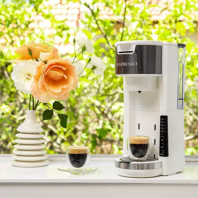 Alt view image 6 of 6 - White Single Serve Coffee Brewer K-Cup Pods Compatible & Ground, 30 oz Compact Coffee Maker Single Serve With 5 Brew Sizes Up To 14 Oz, Fits Travel Mug, Adjustable Drip Tray