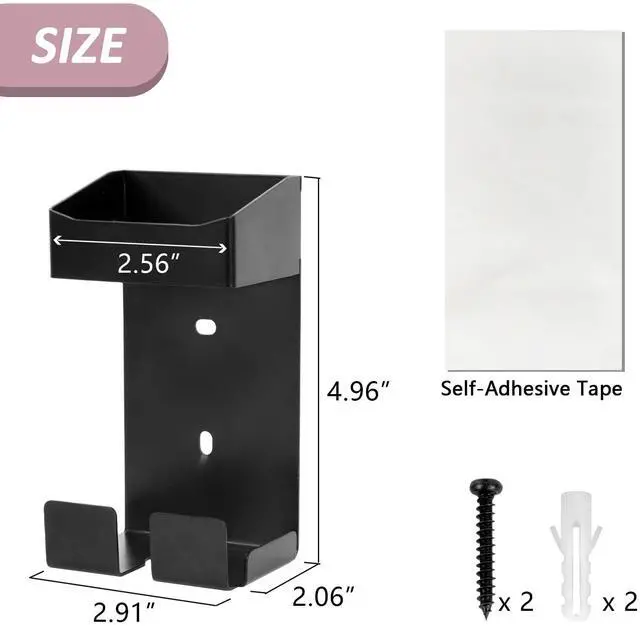 Alt view image 2 of 7 - Curling Iron Holder, Hot Tools Holder, Hair Dryer and Curling Iron Holder Wall Mounted, Hair Tool Organizer for Holds Hair Dryer and Flat Iron and Curling
