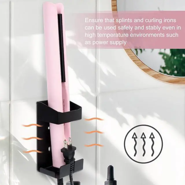 Alt view image 3 of 7 - Curling Iron Holder, Hot Tools Holder, Hair Dryer and Curling Iron Holder Wall Mounted, Hair Tool Organizer for Holds Hair Dryer and Flat Iron and Curling
