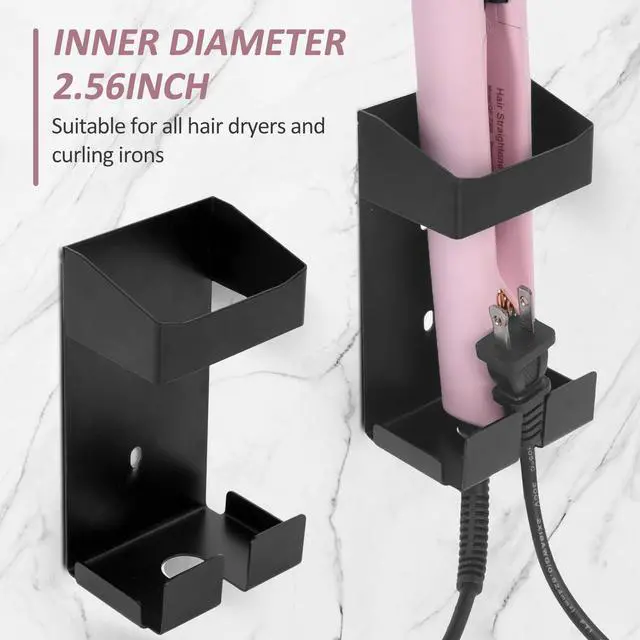 Alt view image 4 of 7 - Curling Iron Holder, Hot Tools Holder, Hair Dryer and Curling Iron Holder Wall Mounted, Hair Tool Organizer for Holds Hair Dryer and Flat Iron and Curling