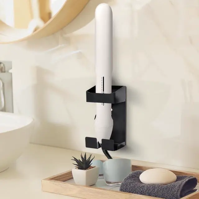 Alt view image 6 of 7 - Curling Iron Holder, Hot Tools Holder, Hair Dryer and Curling Iron Holder Wall Mounted, Hair Tool Organizer for Holds Hair Dryer and Flat Iron and Curling